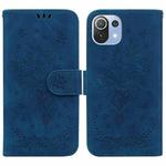 For Xiaomi Mi 11 Lite 5G / 4G Butterfly Rose Embossed Leather Phone Case(Blue)