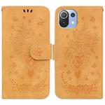 For Xiaomi Mi 11 Lite 5G / 4G Butterfly Rose Embossed Leather Phone Case(Yellow)