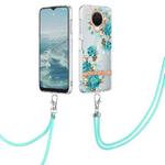 For Nokia G20/G10 Flowers Series TPU Phone Case with Lanyard(Blue Rose)