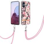 For OnePlus N20 5G Flowers Series TPU Phone Case with Lanyard(Pink Gardenia)