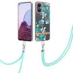 For OnePlus N20 5G Flowers Series TPU Phone Case with Lanyard(Blue Rose)