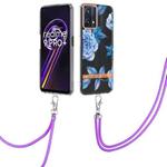 For OPPO Realme 9 Pro 5G Flowers Series TPU Phone Case with Lanyard(Blue Peony)