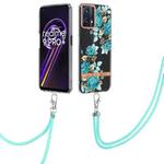 For OPPO Realme 9 Pro 5G Flowers Series TPU Phone Case with Lanyard(Blue Rose)