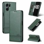 For OPPO K10 5G China AZNS Magnetic Calf Texture Flip Leather Phone Case(Dark Green)