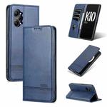 For OPPO K10 Pro AZNS Magnetic Calf Texture Flip Leather Phone Case(Dark Blue)