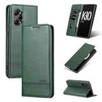 For OPPO K10 Pro AZNS Magnetic Calf Texture Flip Leather Phone Case(Dark Green)