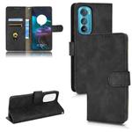 For Motorola Edge 30 Skin Feel Magnetic Flip Leather Phone Case(Black)
