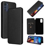 For Motorola Moto E32 4G Carbon Fiber Texture Horizontal Flip Leather Phone Case(Black)