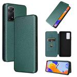 For Xiaomi Redmi Note 11 Pro Carbon Fiber Texture Horizontal Flip Leather Phone Case(Green)
