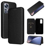 For Xiaomi 12 Lite Carbon Fiber Texture Horizontal Flip Leather Phone Case(Black)