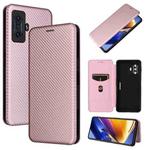 For Xiaomi Poco F4 GT/Redmi K50 Gaming Carbon Fiber Texture Horizontal Flip Leather Phone Case(Pink)