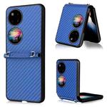 For Huawei P50 Pocket Carbon Fiber Texture PU + TPU Phone Case(Blue)