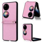 For Huawei P50 Pocket Carbon Fiber Texture PU + TPU Phone Case(Pink)