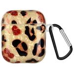 Painted Shell Texture Wireless Earphone Case with Hook For AirPods 1 / 2(Yellow Leopard)
