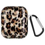 Painted Shell Texture Wireless Earphone Case with Hook For AirPods 1 / 2(Leopard Print)