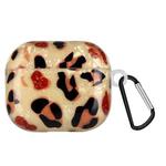 Painted Shell Texture Wireless Earphone Case with Hook For AirPods 3(Yellow Leopard)