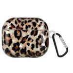 Painted Shell Texture Wireless Earphone Case with Hook For AirPods 3(Leopard Print)