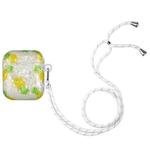 For AirPods 1 / 2 Painted Shell Texture Wireless Earphone Case with Lanyard(Pineapple)