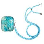 For AirPods 1 / 2 Painted Shell Texture Wireless Earphone Case with Lanyard(Luxury Marble)