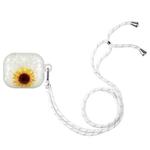 For AirPods 3 Painted Shell Texture Wireless Earphone Case with Lanyard(Yellow Sunflower)