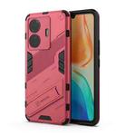 For vivo S15e Punk Armor PC + TPU Phone Case with Holder(Light Red)