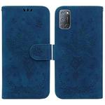 For OPPO A52 / A92 / A72 Butterfly Rose Embossed Leather Phone Case(Blue)