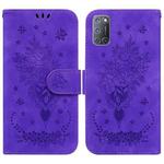 For OPPO A52 / A92 / A72 Butterfly Rose Embossed Leather Phone Case(Purple)