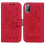For OPPO A52 / A92 / A72 Butterfly Rose Embossed Leather Phone Case(Red)