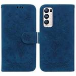 For OPPO Find X3 Neo / Reno5 Pro+ 5G Butterfly Rose Embossed Leather Phone Case(Blue)