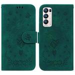 For OPPO Find X3 Neo / Reno5 Pro+ 5G Butterfly Rose Embossed Leather Phone Case(Green)
