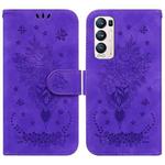 For OPPO Find X3 Neo / Reno5 Pro+ 5G Butterfly Rose Embossed Leather Phone Case(Purple)