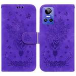For OPPO Realme GT Neo3 Butterfly Rose Embossed Leather Phone Case(Purple)