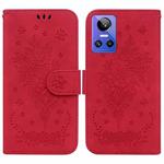 For OPPO Realme GT Neo3 Butterfly Rose Embossed Leather Phone Case(Red)