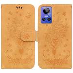 For OPPO Realme GT Neo3 Butterfly Rose Embossed Leather Phone Case(Yellow)