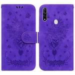 For OPPO A8 / A31 2020 Butterfly Rose Embossed Leather Phone Case(Purple)