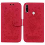 For OPPO A8 / A31 2020 Butterfly Rose Embossed Leather Phone Case(Red)