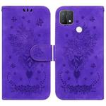 For OPPO A15 / A15s Butterfly Rose Embossed Leather Phone Case(Purple)