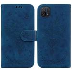 For OPPO A16K Butterfly Rose Embossed Leather Phone Case(Blue)