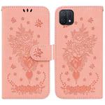 For OPPO A16K Butterfly Rose Embossed Leather Phone Case(Pink)