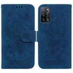 For OPPO A55 5G / A53s 5G / A16 Butterfly Rose Embossed Leather Phone Case(Blue)