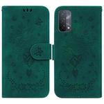 For OPPO A74 5G / A93 5G / A54 5G Butterfly Rose Embossed Leather Phone Case(Green)