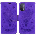 For OPPO A74 5G / A93 5G / A54 5G Butterfly Rose Embossed Leather Phone Case(Purple)