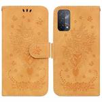 For OPPO A74 5G / A93 5G / A54 5G Butterfly Rose Embossed Leather Phone Case(Yellow)