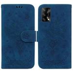 For OPPO A74 4G / F19 4G Butterfly Rose Embossed Leather Phone Case(Blue)