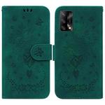 For OPPO A74 4G / F19 4G Butterfly Rose Embossed Leather Phone Case(Green)