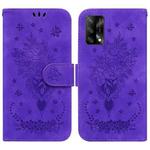 For OPPO A74 4G / F19 4G Butterfly Rose Embossed Leather Phone Case(Purple)