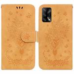 For OPPO A74 4G / F19 4G Butterfly Rose Embossed Leather Phone Case(Yellow)
