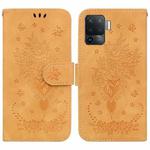 For OPPO A94 4G / F19 Pro / Reno5 F Butterfly Rose Embossed Leather Phone Case(Yellow)