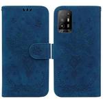 For OPPO A94 5G / F19 Pro+ 5G / Reno5 Z Butterfly Rose Embossed Leather Phone Case(Blue)