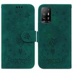 For OPPO A94 5G / F19 Pro+ 5G / Reno5 Z Butterfly Rose Embossed Leather Phone Case(Green)